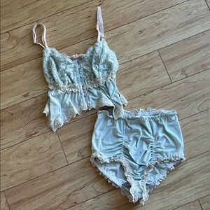 HaH Hot As Hell Lace Pajama Set light blue